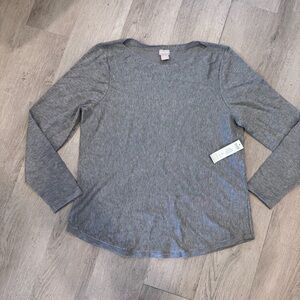 Chico's Women’s Heather Gray Pullover Sweater Long Sleeve Size 2/Large NWT